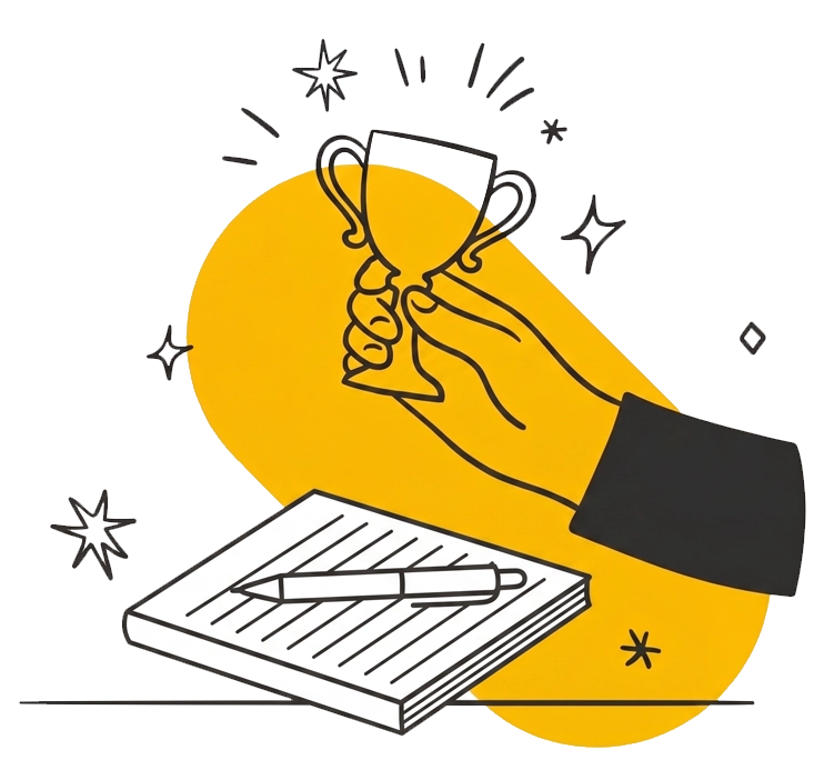 Gold award trophy illustration